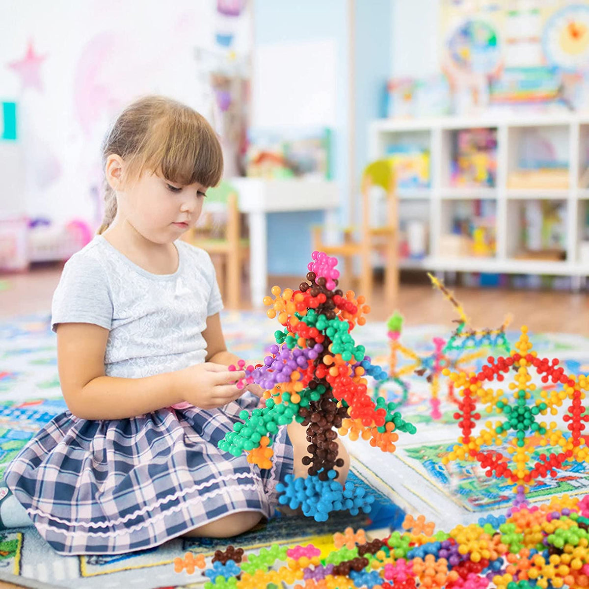 Kids' Snowflake Interlocking Building Blocks for Creative Play