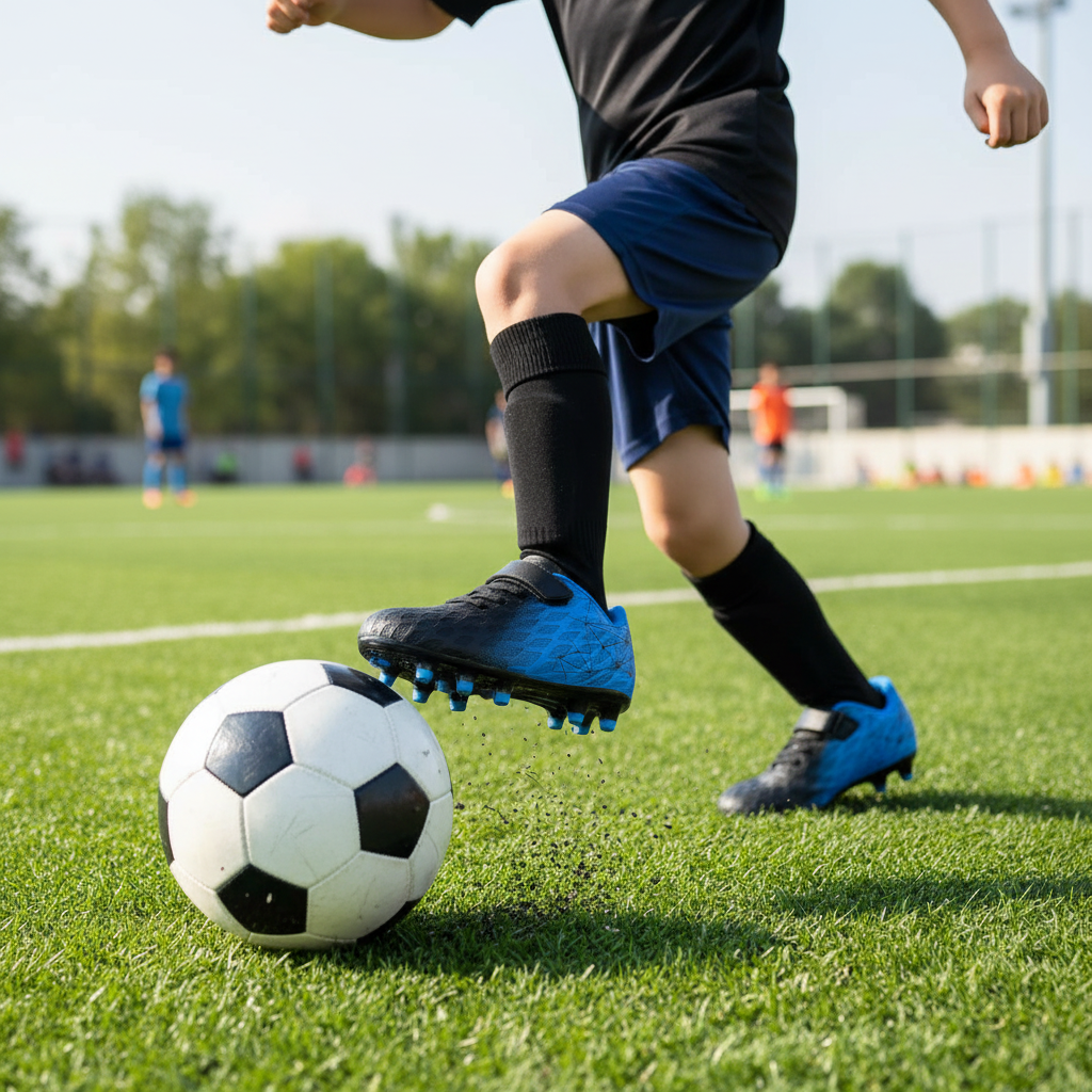 Kids Soccer Cleats with Textured Upper and Firm Ground Grip