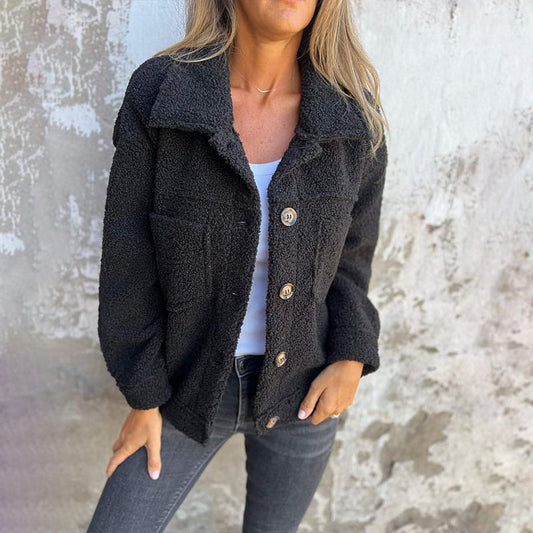 Kira Stylish Autumn Coat – Long Button Front Coat with Lapel Collar and Pockets