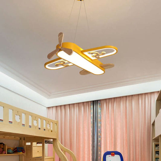 LED Airplane Ceiling Light for Kids Room with Remote Control and Dimmable 3-Colour Lighting