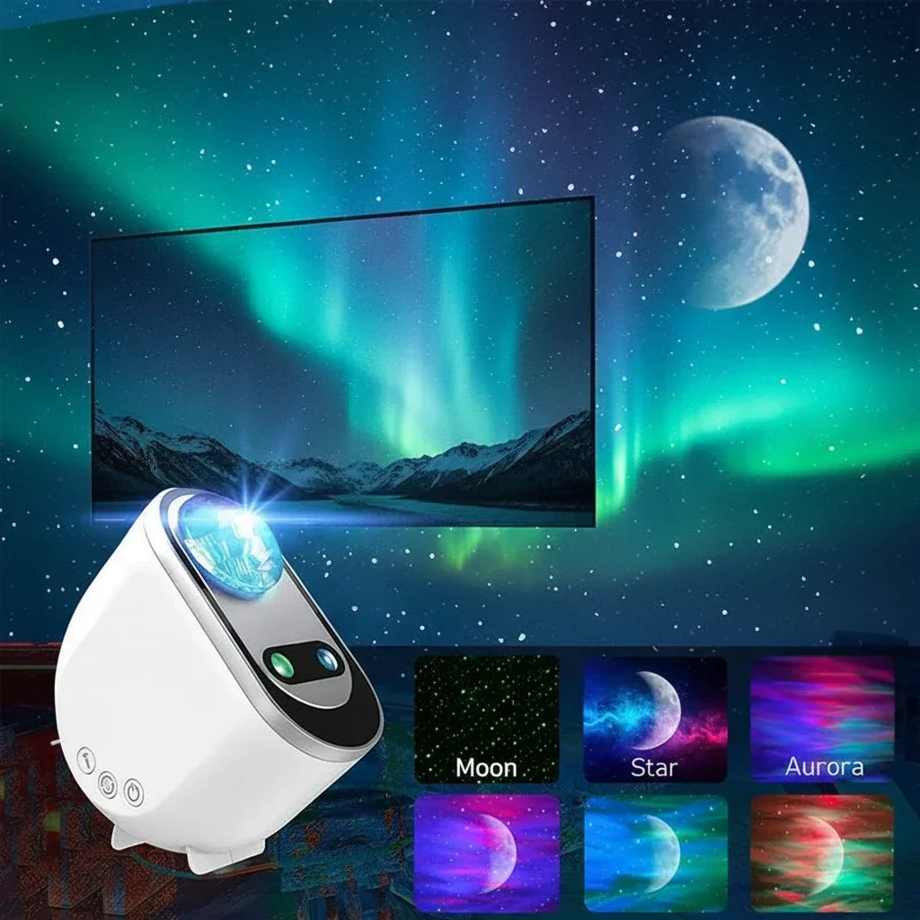 Luz nocturna LED proyector de aurora y galaxia con control remoto, lámpara para habitación