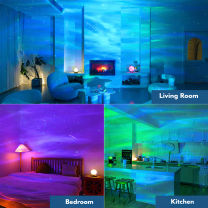 Luz nocturna LED proyector de aurora y galaxia con control remoto, lámpara para habitación