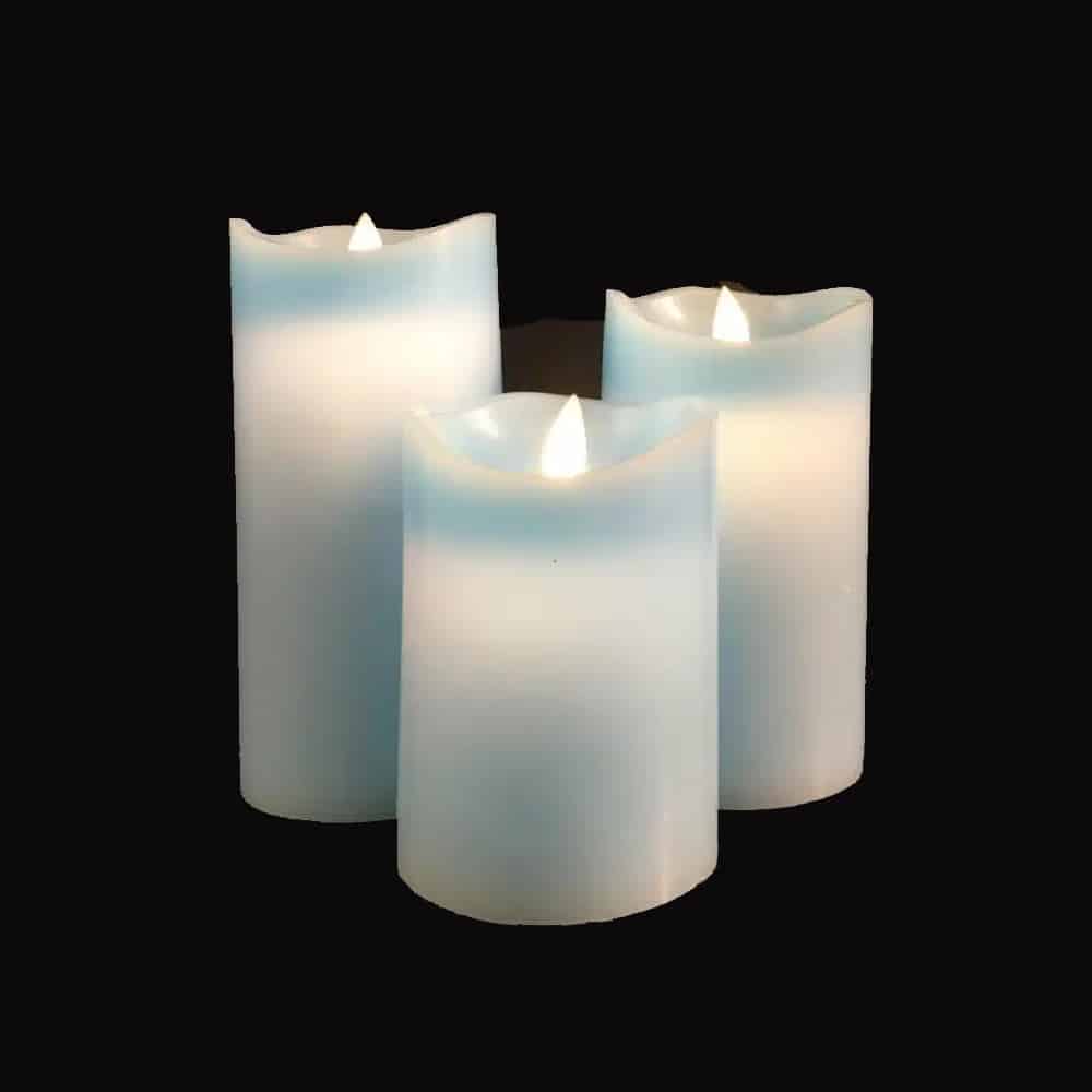 LED Block Candles 3-Piece Set with Moving 3D Flame and Remote