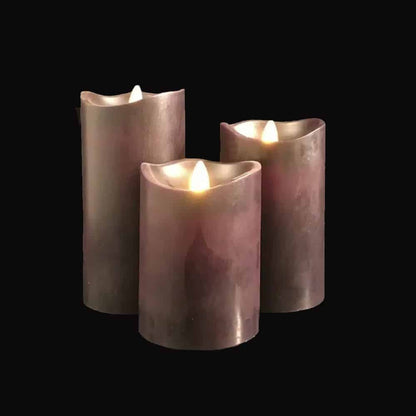 LED Block Candles 3-Piece Set with Moving 3D Flame and Remote
