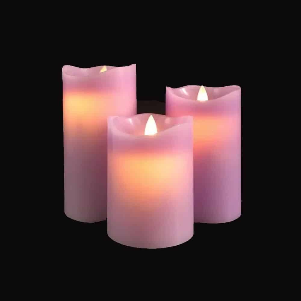 LED Block Candles 3-Piece Set with Moving 3D Flame and Remote