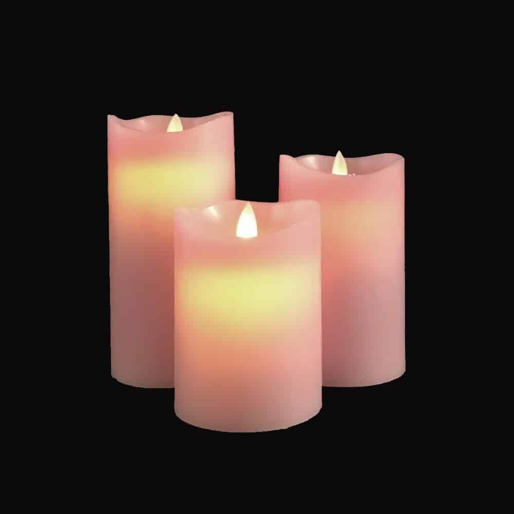 LED Block Candles 3-Piece Set with Moving 3D Flame and Remote