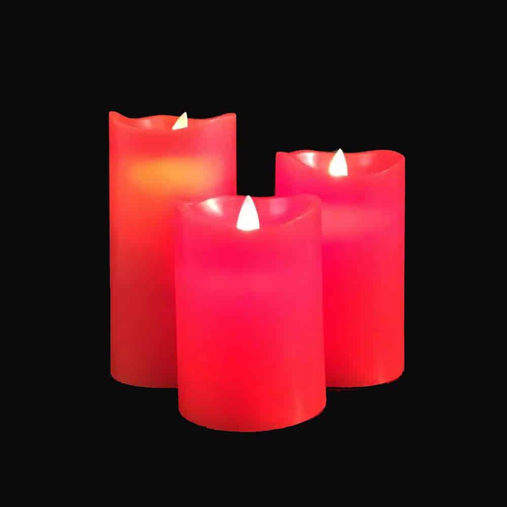 LED Block Candles 3-Piece Set with Moving 3D Flame and Remote