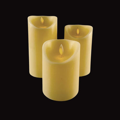 LED Block Candles 3-Piece Set with Moving 3D Flame and Remote