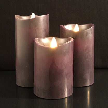 LED Block Candles 3-Piece Set with Moving 3D Flame and Remote