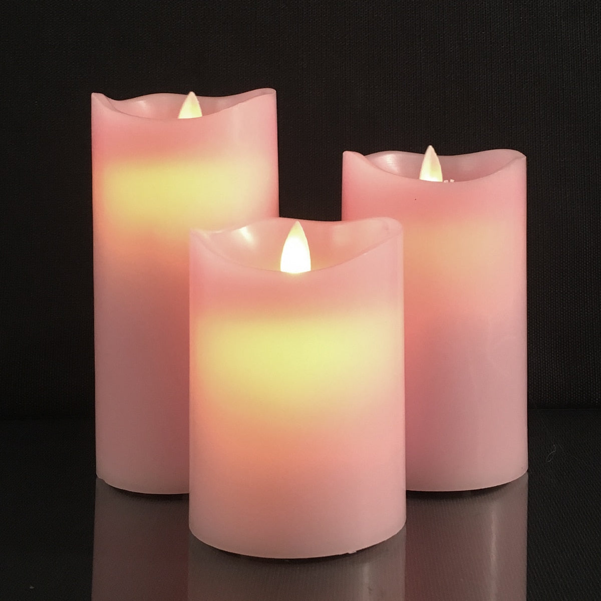 LED Block Candles 3-Piece Set with Moving 3D Flame and Remote