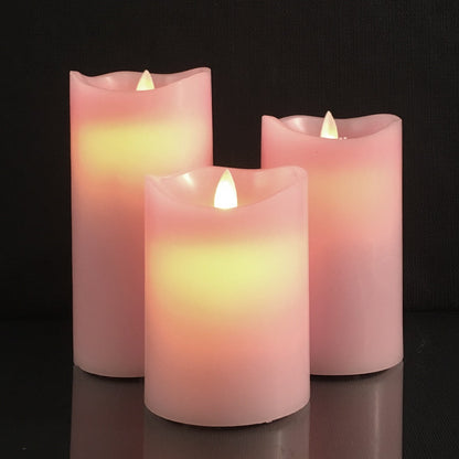 LED Block Candles 3-Piece Set with Moving 3D Flame and Remote