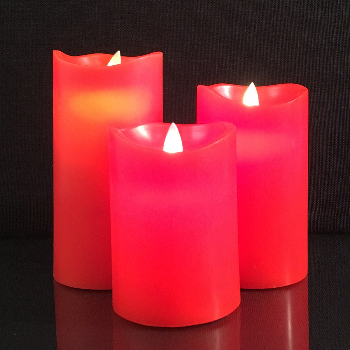 LED Block Candles 3-Piece Set with Moving 3D Flame and Remote