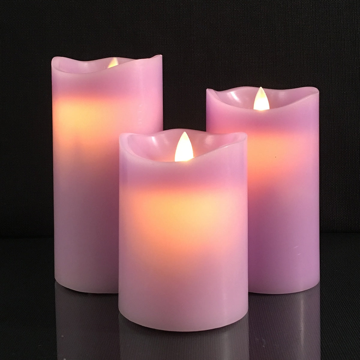 LED Block Candles 3-Piece Set with Moving 3D Flame and Remote