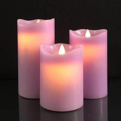 LED Block Candles 3-Piece Set with Moving 3D Flame and Remote