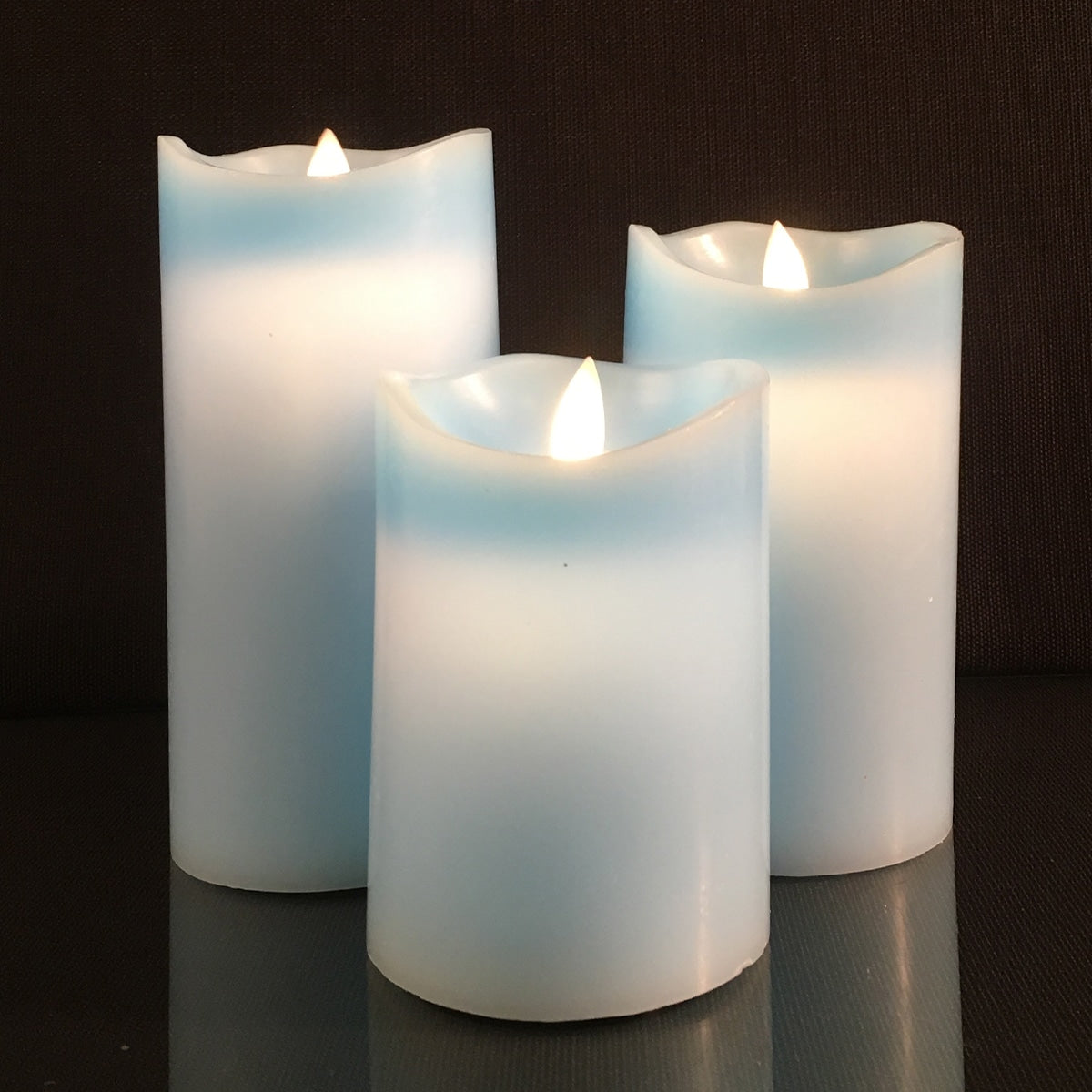 LED Block Candles 3-Piece Set with Moving 3D Flame and Remote