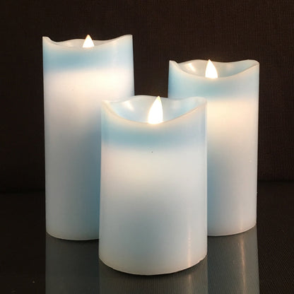 LED Block Candles 3-Piece Set with Moving 3D Flame and Remote