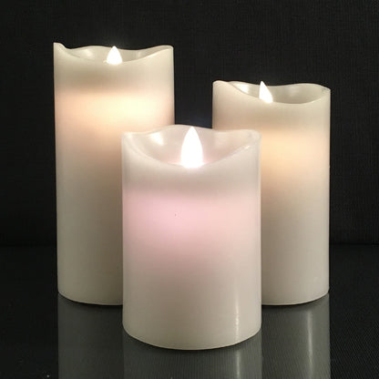 LED Block Candles 3-Piece Set with Moving 3D Flame and Remote