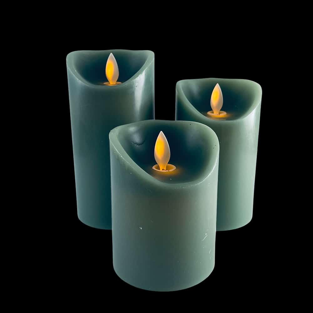 LED Block Candles 3-Piece Set with Moving 3D Flame and Remote
