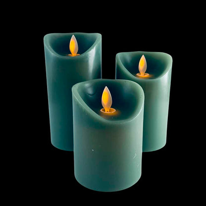 LED Block Candles 3-Piece Set with Moving 3D Flame and Remote