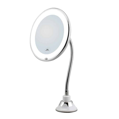 LED Makeup Mirror with Magnification, Suction Cup and Flexible Arm