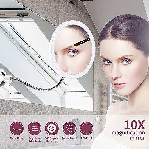 LED Makeup Mirror with Magnification, Suction Cup and Flexible Arm