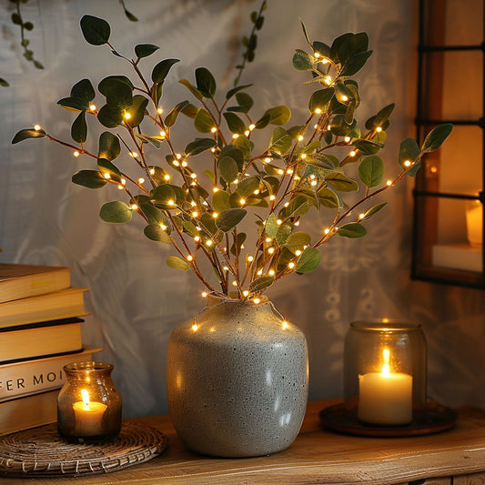 LED Olive Branch Fairy Light with 120 Warm White Lights and Adjustable 70 cm Branch