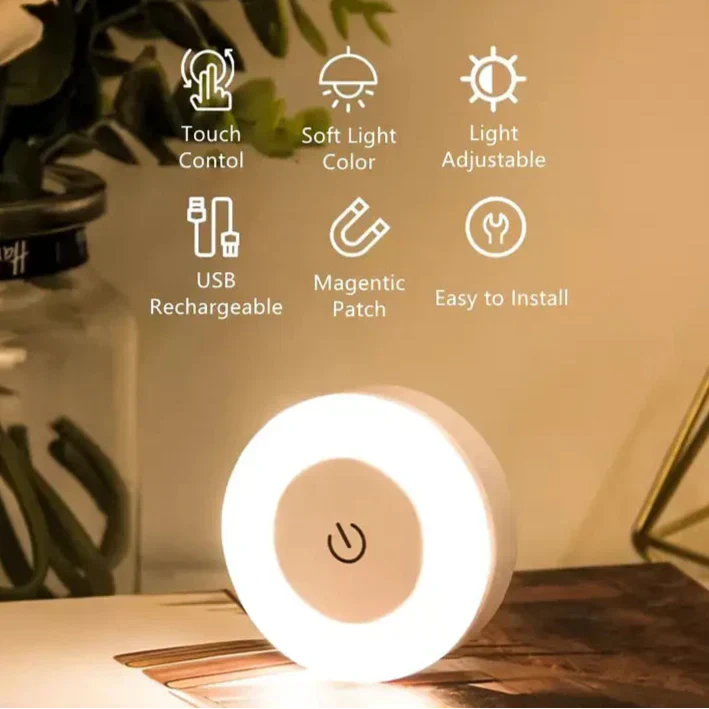LED Touch Night Lamp Dimmable Ambient Light with Warm and White Modes