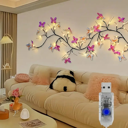 LED Willow Branch Fairy Light Tree with Butterfly Decor