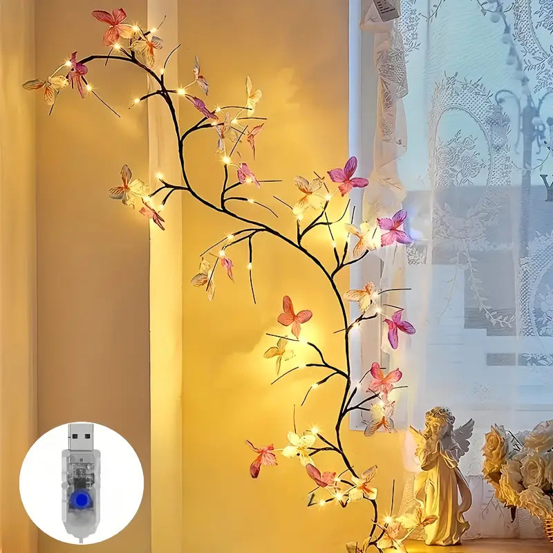 LED Willow Branch Fairy Light Tree with Butterfly Decor