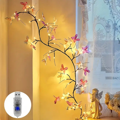 LED Willow Branch Fairy Light Tree with Butterfly Decor