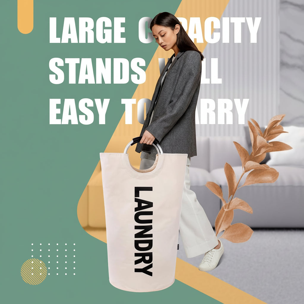 Large 90L Foldable Laundry Hamper Waterproof Fabric Clothes Basket
