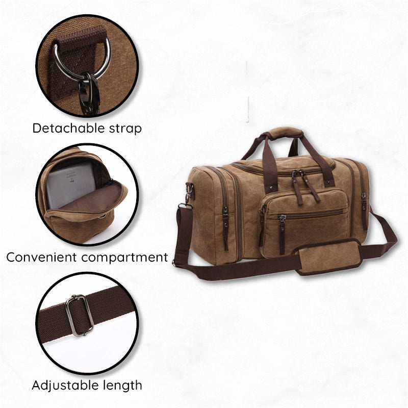 Large Capacity Canvas Travel Duffel Bag with Expandable Storage