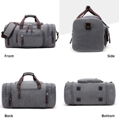 Large Capacity Canvas Travel Duffel Bag with Expandable Storage
