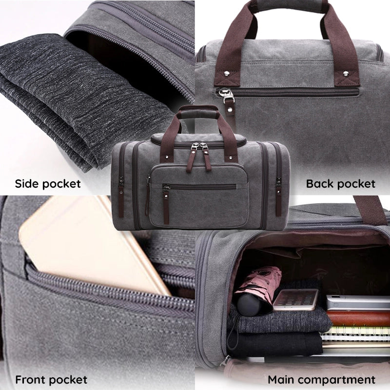 Large Capacity Canvas Travel Duffel Bag with Expandable Storage