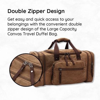 Large Capacity Canvas Travel Duffel Bag with Expandable Storage
