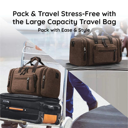 Large Capacity Canvas Travel Duffel Bag with Expandable Storage