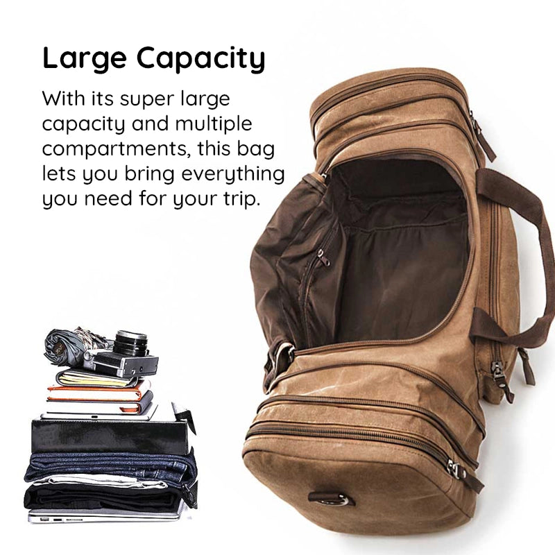 Large Capacity Canvas Travel Duffel Bag with Expandable Storage