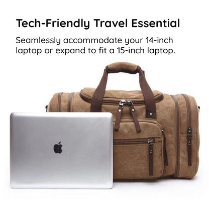 Large Capacity Canvas Travel Duffel Bag with Expandable Storage
