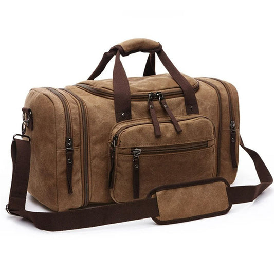 Large Capacity Canvas Travel Duffel Bag with Expandable Storage
