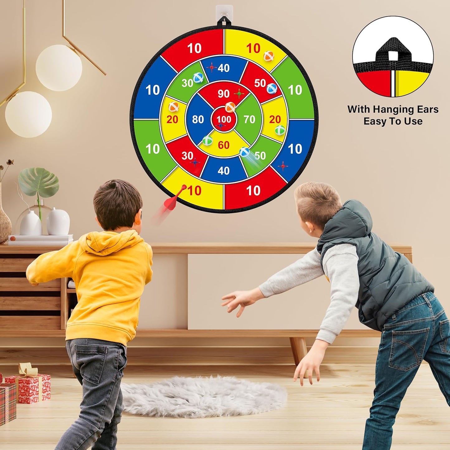 Large Double Sided Dartboard for Kids Educational Target Game Set