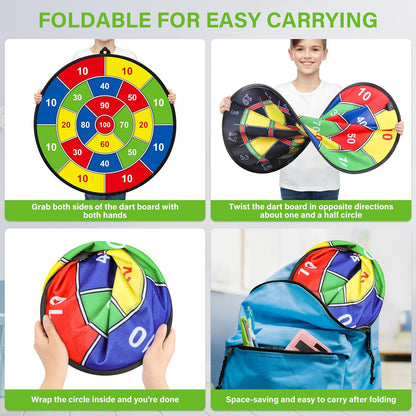 Large Double Sided Dartboard for Kids Educational Target Game Set