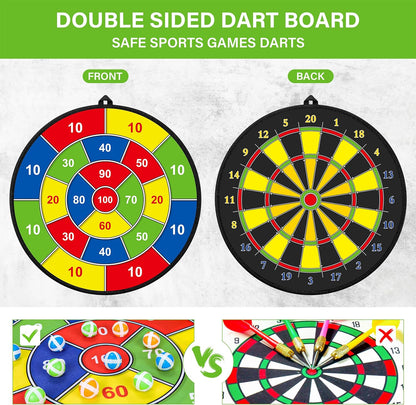 Large Double Sided Dartboard for Kids Educational Target Game Set