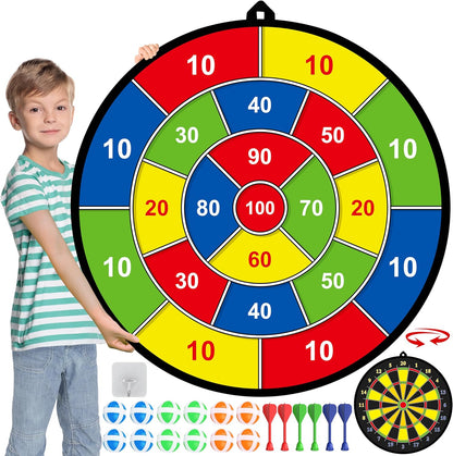 Large Double Sided Dartboard for Kids Educational Target Game Set