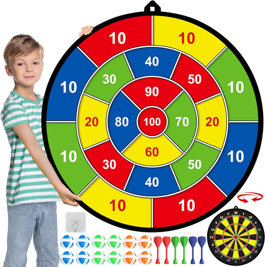 Large Double Sided Dartboard for Kids Educational Target Game Set