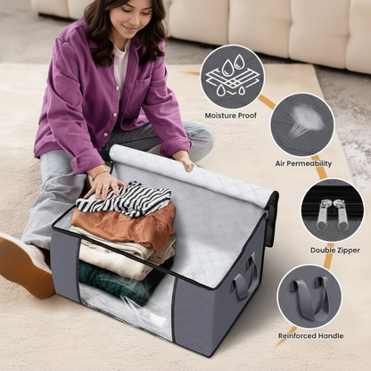 Bolsas grandes plegables de tela para almacenamiento, contenedores organizadores para ropa, mantas y armarios
