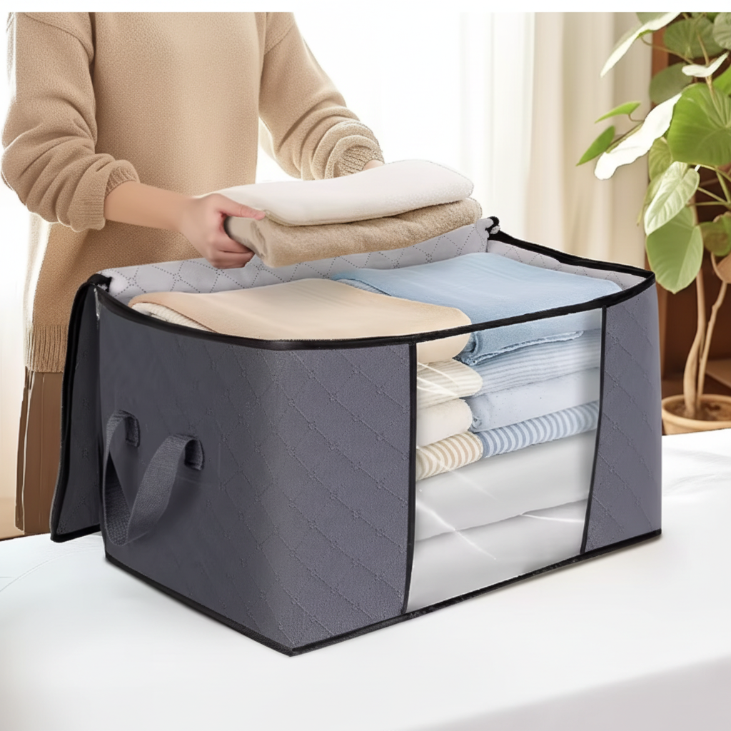 Bolsas grandes plegables de tela para almacenamiento, contenedores organizadores para ropa, mantas y armarios