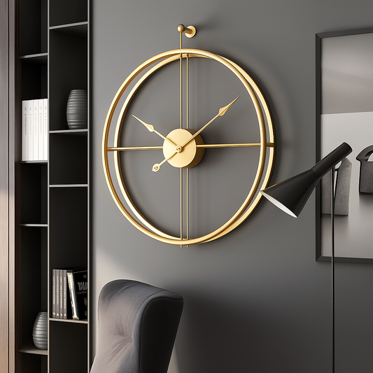 Large Modern Wall Clock with Silent Quartz Movement in Black or Gray, 55 cm or 60 cm