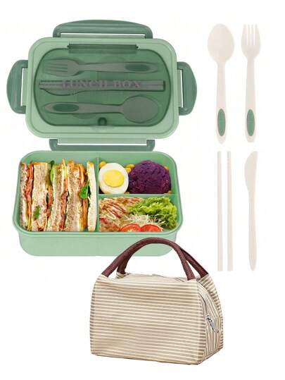 Leak Proof 1200ml Adult Bento Lunch Box with Cutlery and 3 Compartments
