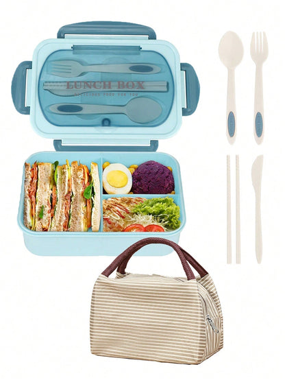 Leak Proof 1200ml Adult Bento Lunch Box with Cutlery and 3 Compartments