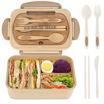 Leak Proof 1200ml Adult Bento Lunch Box with Cutlery and 3 Compartments